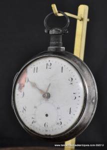 1810 George Jones Verge Fusee Pocket Watch Sterling Silver Pair Case Georgian  
