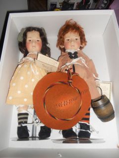 R John Wright Cloth Dolls Jack and Jill Pair Mint in Box  
