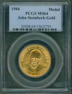1984 JOHN STEINBECK AMERICAN ARTS GOLD MEDAL PCGS MS64  