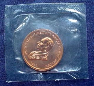 Copper President John Tyler Peace Friendship 1841 Medal in US Mint Package  
