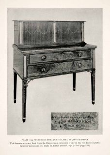 1939 Print Seymour Secretary Desk Cabinet Furniture Maker Craftsman Flayderman  
