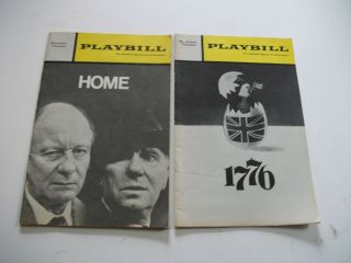 2 Playbills "Home" w John Giielgud Ralph Richardson 1971 "1776' w Daniels  
