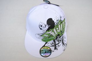 New White Green Flex Fit Skin Industries Fitted Baseball Ball Cap Flat Bill Hat  