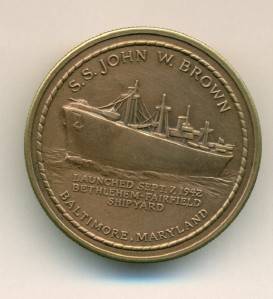 Medal John W Brown WW2 LIBERTY SHIP Baltimore Md made from relic  