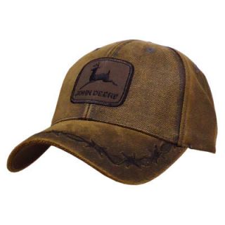 John Deere Oilskin Patch Hat Cap Brown Unique and Cool  