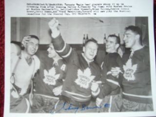 JOHNNY BOWER signed auto Stanley Cup Finals Toronto Maple Leafs vs Boston Bruins  