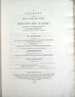 Account of Most Approved Mode of Draining Land Johnstone 1797 1st Ed  