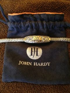 John Hardy Sterling Silver 18K Gold Dot Ornate 8" Bracelet  