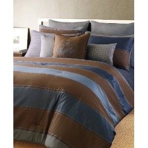 Sean John 7 PC Saville Row King Size Comforter Set w Cotton Sateen Sheet Set  
