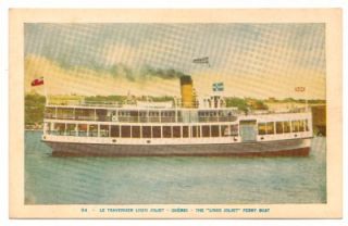 Antique Postcard Quebec Louis Joliet Steam Boat Ferry  