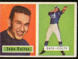 Johnny Unitas 1957 Topps 138 Rookie Colts VG Condition  