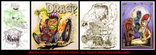Johnny Ace Original Monster Art Rat Fink Ed Big Daddy Roth Bad News Dragster  