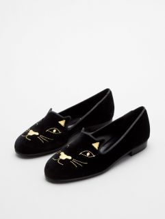Jon Josef Gatsby Cat Kitty Flat Shoes 6 5 Smoking Slippers Charlotte Olympia  