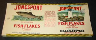 100 Old Jonesport MAINE Fish Flakes CAN LABELS  