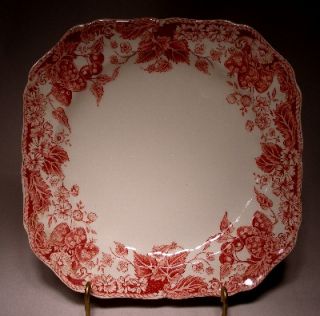 Johnson Brothers China Strawberry Fair Pattern Square Salad Plate  