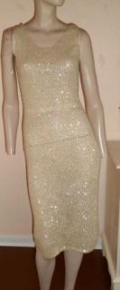 Vintage 60s Marilyn Monroe Style Hourglass Pinup Sequin Open Knit Wiggle Dress  