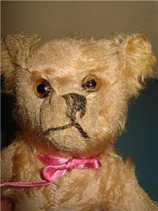 Very Old Unusual Pink Mohair Teddy Bear with Pointy Feet 26 cm Tall  