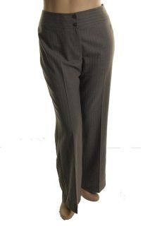 Jones New York NEW Gray Stretch Striped Flat Front Dress Pants 16 BHFO  