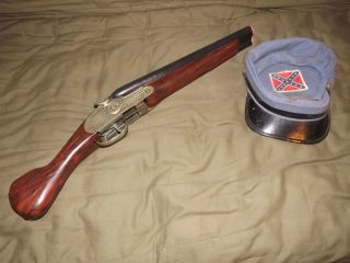 1950s Johnny Yuma Rebel Toy Scattergun Double Barrel Shotgun Cap Gun w Cap  