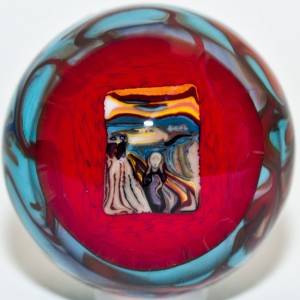 1 3 16" Glass Marble Zach Jorgenson "The Scream" Mini Murrine Marble  