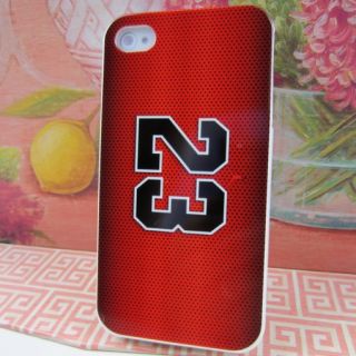 Apple iPhone 4 4S Jordan 23 Red Jersey Rubber Silicone Skin Case Phone Cover  