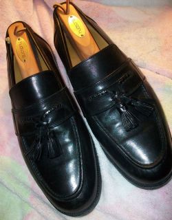 JOHNSTON MURPHY Mens Black Tassel Loafer Dress Shoes Size 10 M  