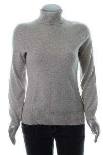 Jones New York NEW Gray Long Sleeve Cashmere Turtleneck Sweater M BHFO  