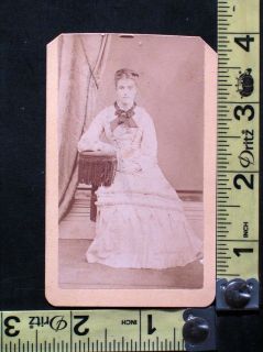 Antique CDV Photo of Beautiful Young Woman in White Dress Jonesville Mich  