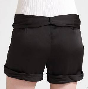 New BCBG MAXAZRIA Sateen Tie Waist Black Shorts 8  