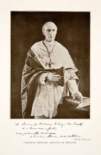 1914 Print Portrait Cardinal Desire Joseph Mercier Archbishop Mechelen Belgium  