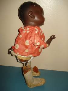 Old 1920's Hermann Steiner Black Baby Doll Clockwork Walker TLC Wind Up Toy  