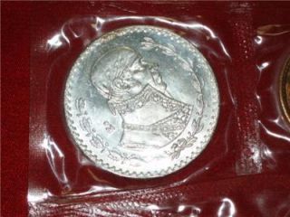 1967 Six Coin Mint Set Mexico City 10 Silver Peso M67  