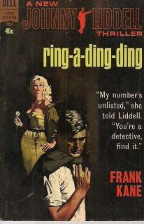 RING A DING DING a Johnny Liddell novel by Frank Kane 1963 Dell mystery pb 1st  