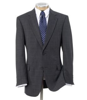 Jos A Bank Mens Factory Store Classic 2 Button Charcoal Plaid Windowpane Suit  