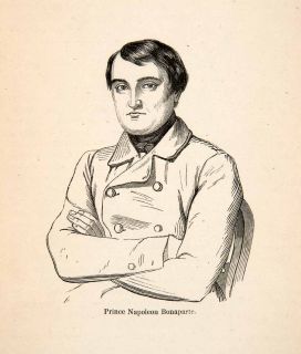 1855 Wood Engraving Prince Jerome Napoleon Bonaparte France Count Portrait Art  