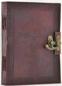 Celtic Cross Leather Journal with Locking Clasp 6"x8" Pagan Wiccan Witch BOS  