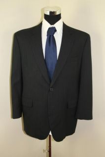 Jos A Bank Men's Suit Jacket 44 R Navy Blue Pinstripes  