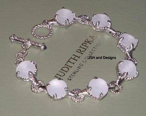Judith Ripka Sterling Silver Faceted Frosted Rock Crystal Bracelet 7 1 2"L  