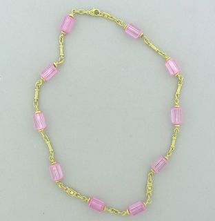 Judith Ripka 18K Yellow Gold Rose Quartz Necklace  