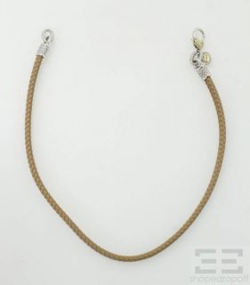 Judith Ripka 18K Yellow Gold Sterling Diamond Leather Necklace  