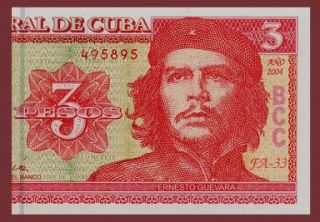 3 Pesos Banknote of Cuba 2004 Commemorates Che Guevara Pick 123 Crisp UNC  