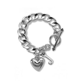 NEW JUICY COUTURE Silver Heart Starter Charm Toggle Bracelet Gift AUTHENTIC NIB  