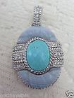 JUDITH RIPKA Sterling Silver Carved Blue Lace Agate TURQUOISE Enhancer New  