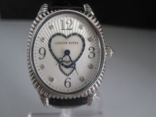 JUDITH RIPKA Sterling Stainless Mother of Pearl Diamonique Watch w