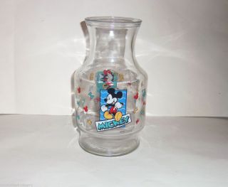 Disney Mickey Minnie Mouse Glass Juice Jar Container