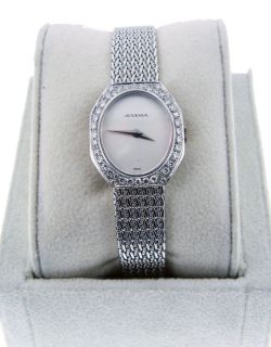 Juvenia Ladies 18kt White Gold Diamond Bezel Watch