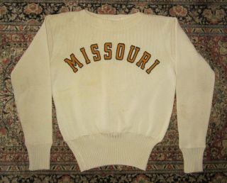 Vintage Missouri Mens Letterman Sweater Long Ribbed 1950s Old School