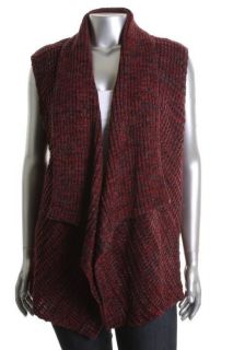 Karen Scott NEW Red Marled Shawl Neck Line Open Front Sweater Vest