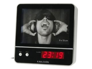 Karlsson Photo Frame Alarm Clock Voice Recorder Silver