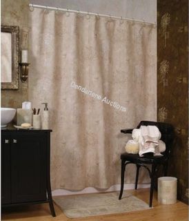 New Kathy Ireland Leeward Coast Fabric Shower Curtain Beige Neutral